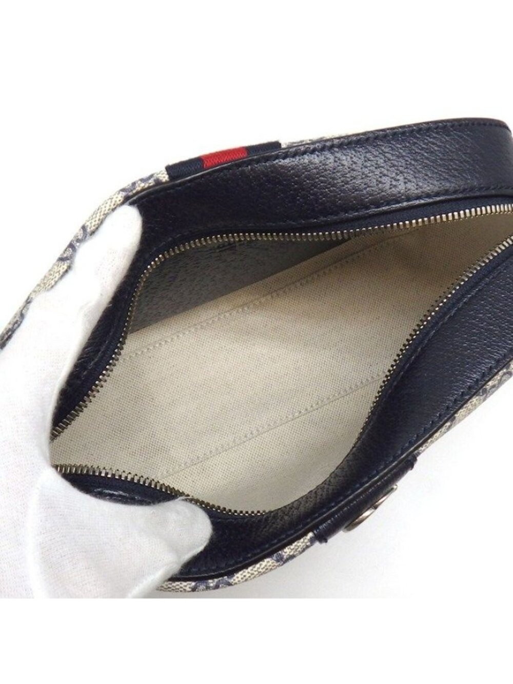 Gucci Shoulder Bag Ophidia Cross Beige Blue GG Supreme Canvas Leather - Picture 5 of 10